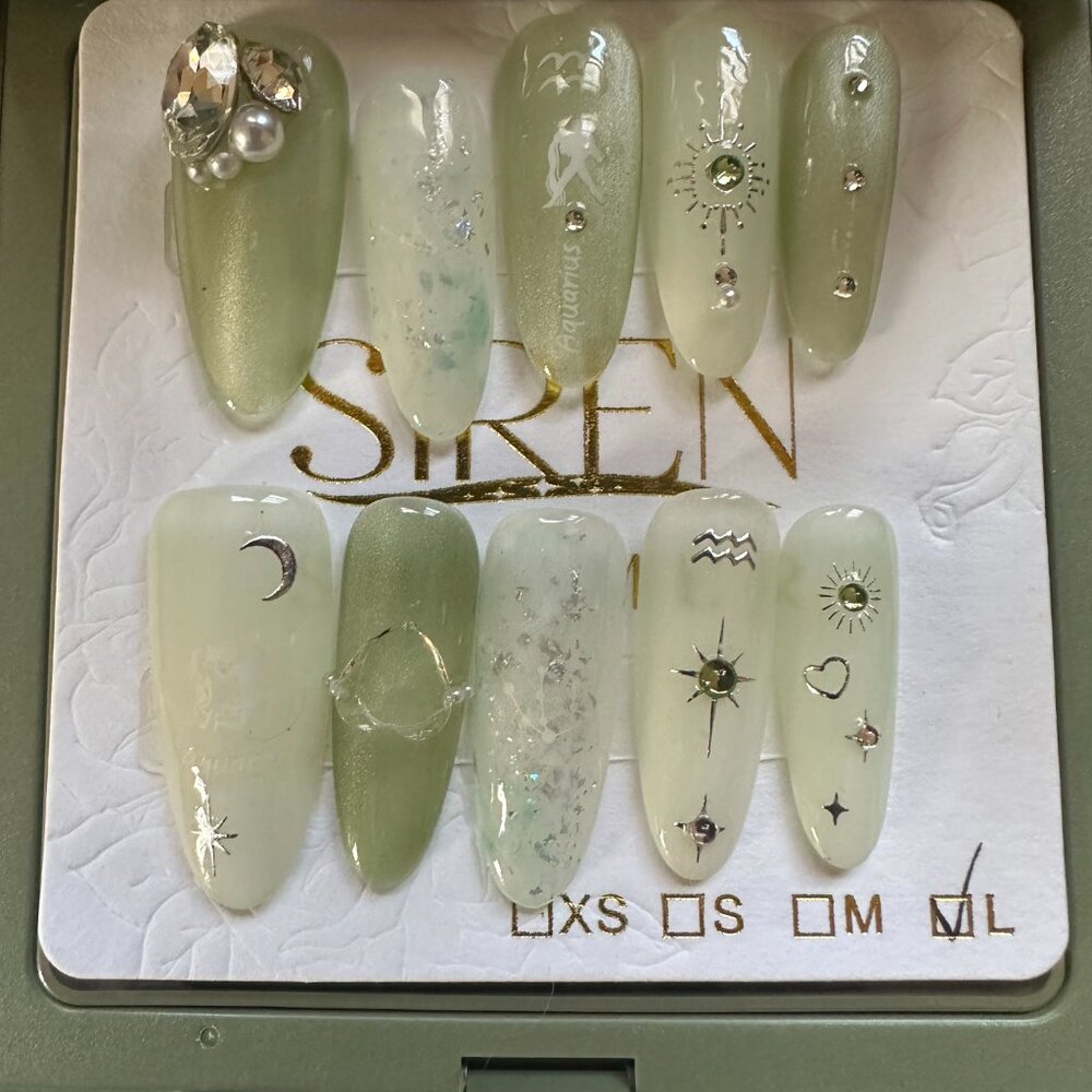 Aquarius high-quality handcrafted reusable press on nails.